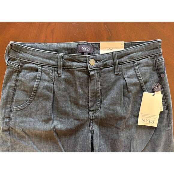 NYDJ NWT Charcoal Grey Giles Stretch Denim Cuffed Ankle High Rise Jeans Size 6 - Picture 6 of 13